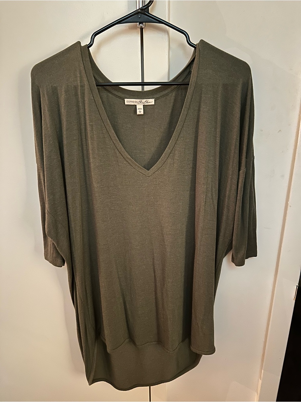 Express Olive V-Neck Dolman Short Sleeve Top